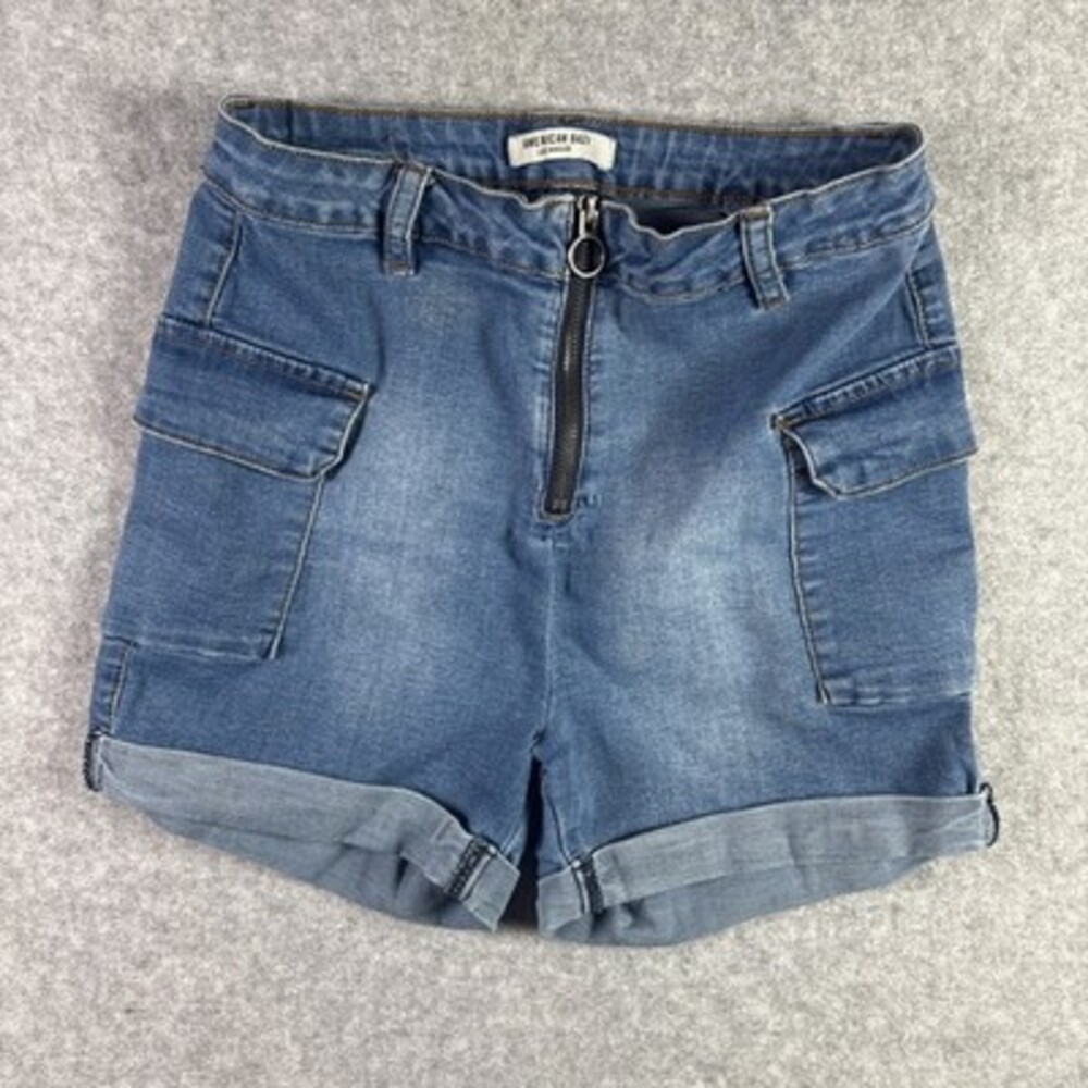 American Bazi Shorts Womens L Blue Denim With Side Pockets Size Medium